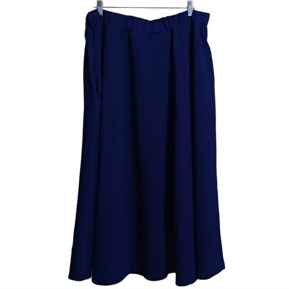 White Mark midi skirt with pockets Tasmin Flare royal blue sz 3XL elastic waist - Picture 1 of 7